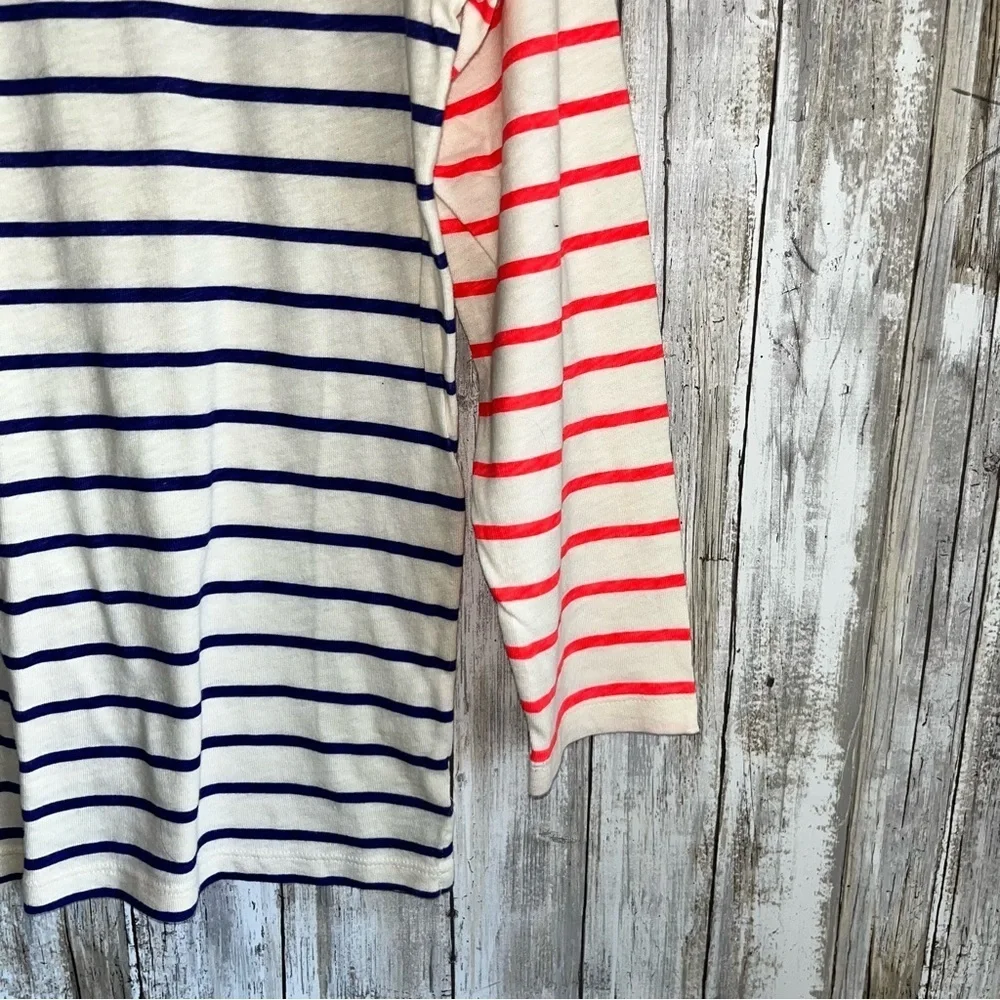 J.Crew Striped Long Sleeve Tee NWT Blue White Coral Knit Top M Casual Classic